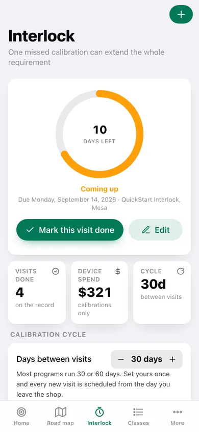 DUI Road web app — screen 3