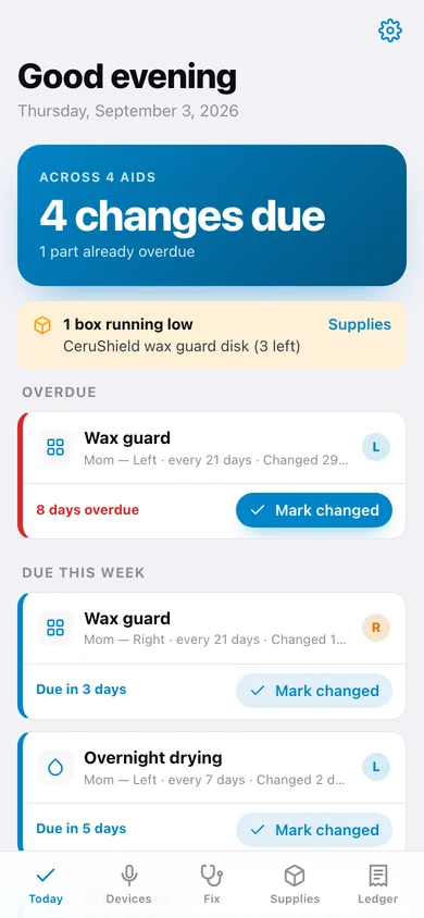 Earkeep web app — screen 1