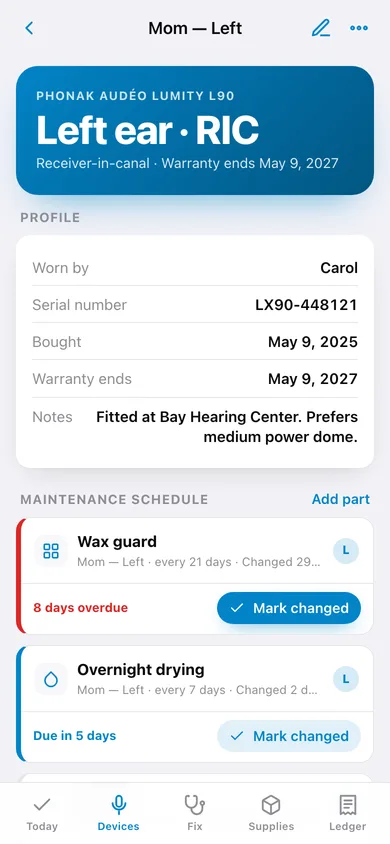 Earkeep web app — screen 2