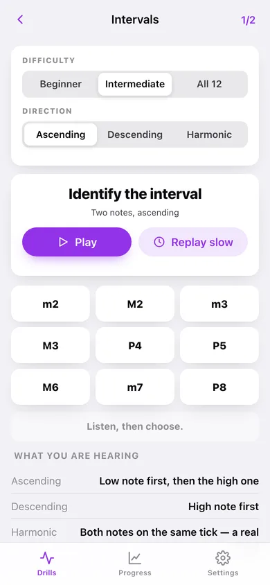 Earsharp web app — screen 2