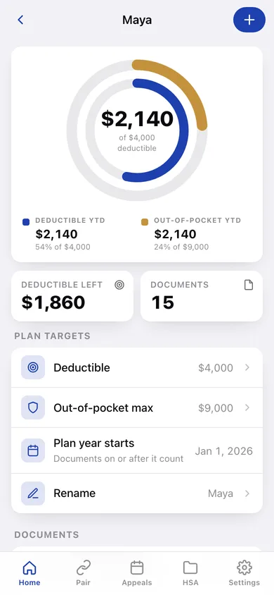 EOB Keeper web app — screen 3