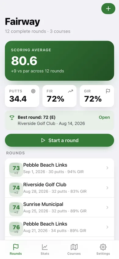 Fairway web app — screen 1