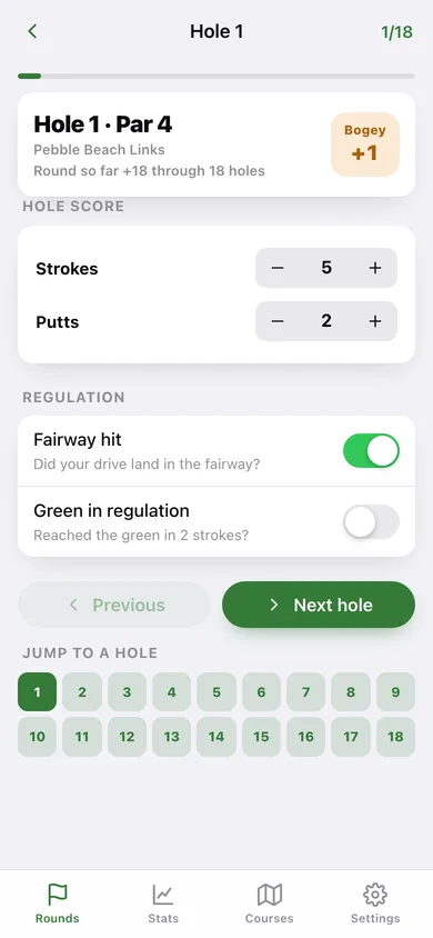 Fairway web app — screen 2