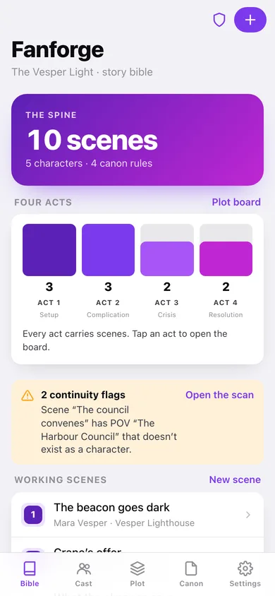 Fanforge web app — screen 1