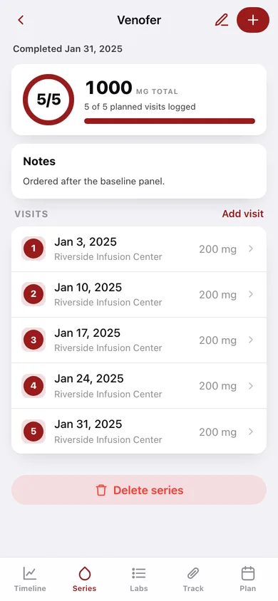 Ferritrack web app — screen 2