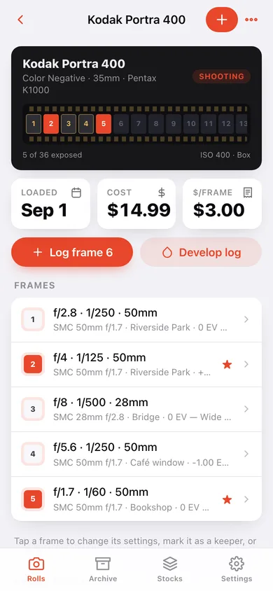 Filmroll web app — screen 2