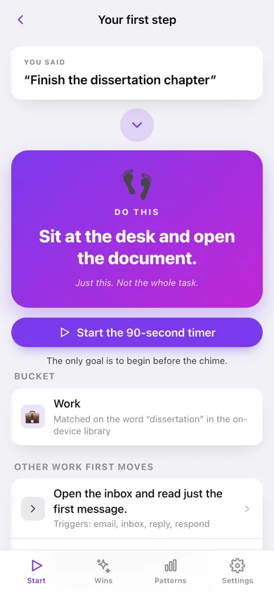 First Step web app — screen 2