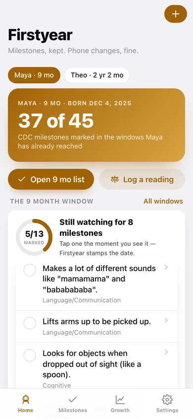 Firstyear web app — screen 1
