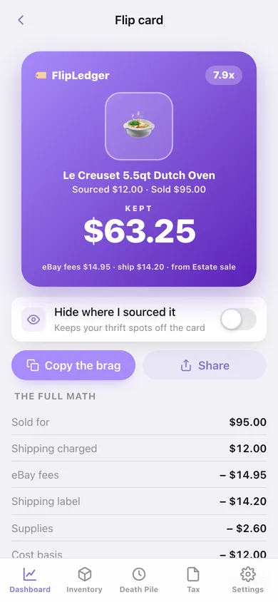 FlipLedger web app — screen 2