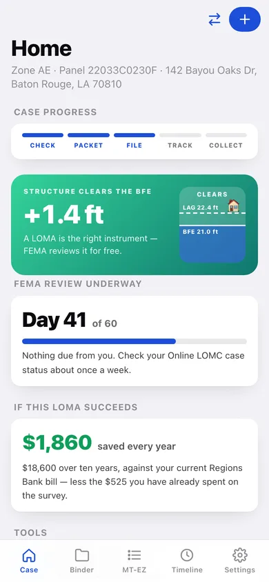 FloodFolio web app — screen 1