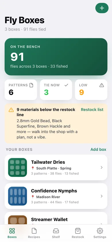 Flybox web app — screen 1