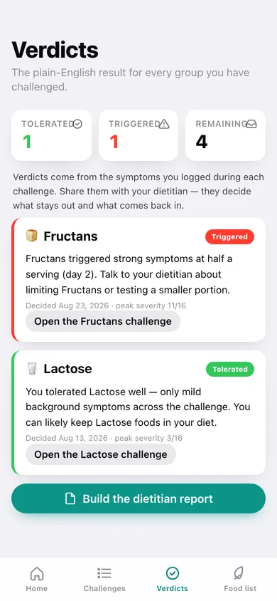 FODMAP Detective web app — screen 3