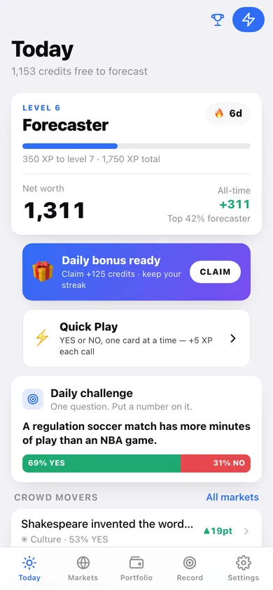 Foresight web app — screen 1