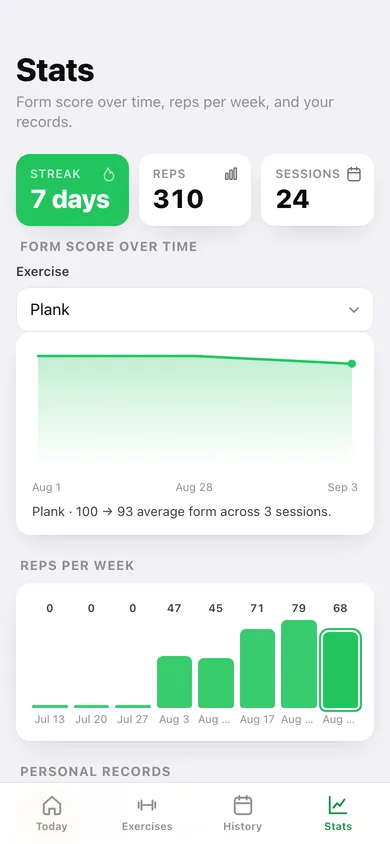 Form Coach web app — screen 3
