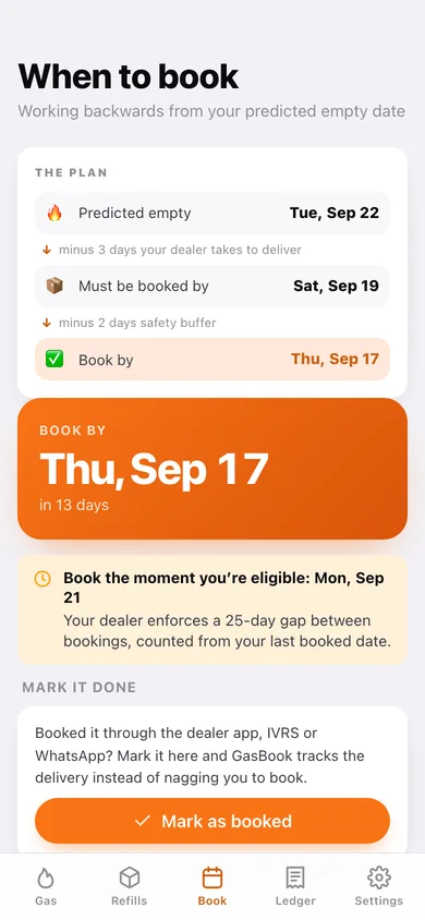 GasBook web app — screen 2