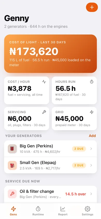 Genny web app — screen 1