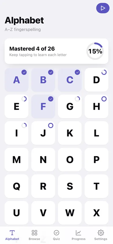 Handsign web app — screen 1