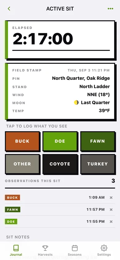 Harvest Log web app — screen 2