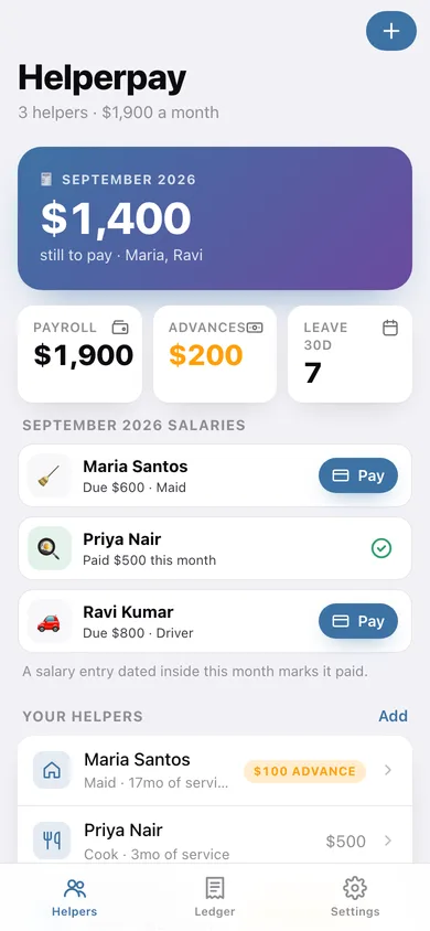 Helperpay web app — screen 1