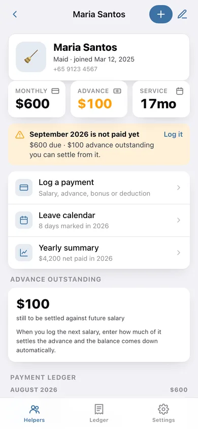 Helperpay web app — screen 2