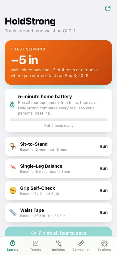 HoldStrong web app — screen 1