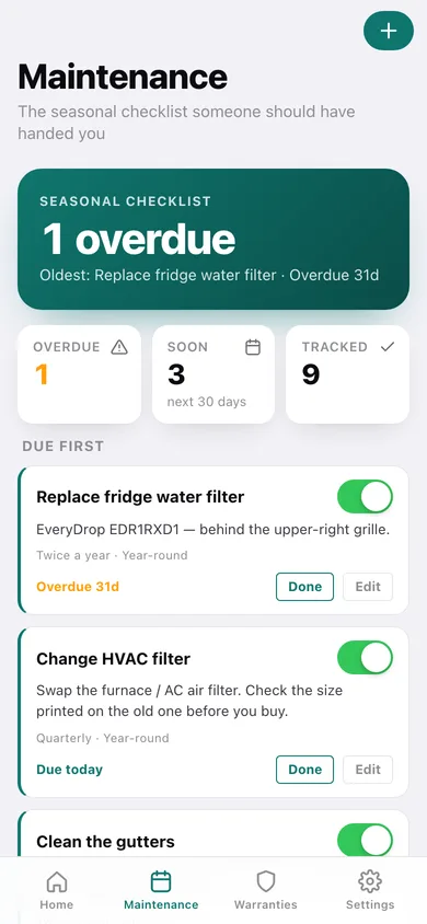 Homewarden web app — screen 3