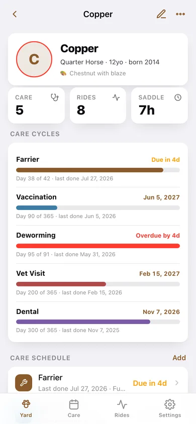 Horsekeep web app — screen 2