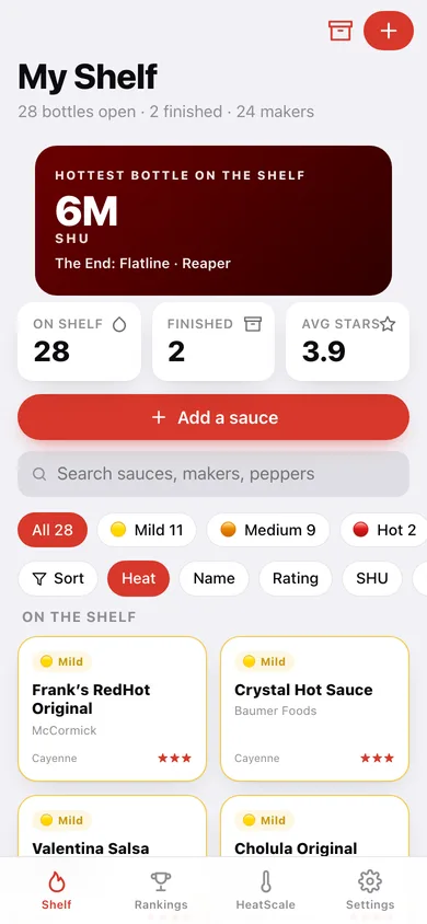 Hotsauce web app — screen 1