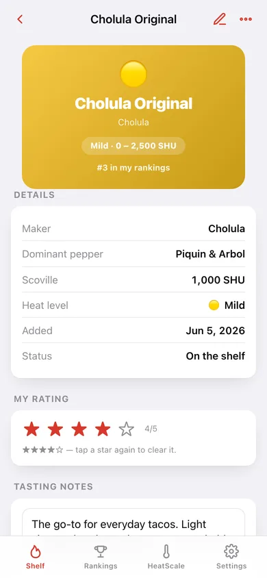 Hotsauce web app — screen 2