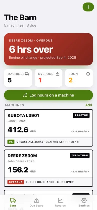 Hourbook web app — screen 1