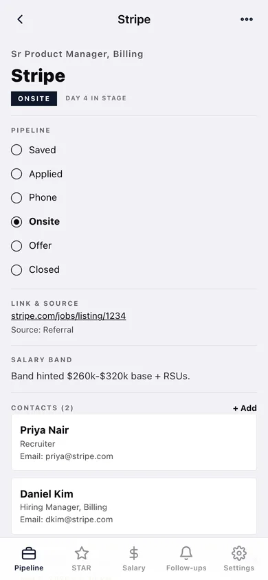 Hunted web app — screen 2