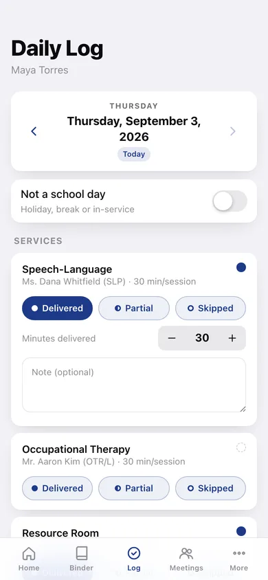 IEP Vault web app — screen 2