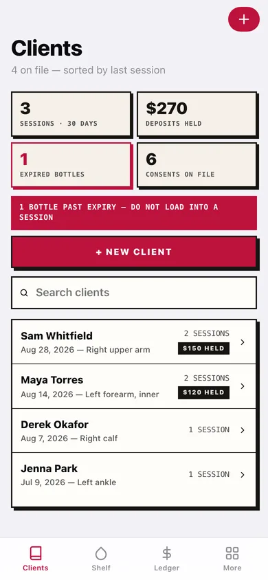 InkLot web app — screen 1