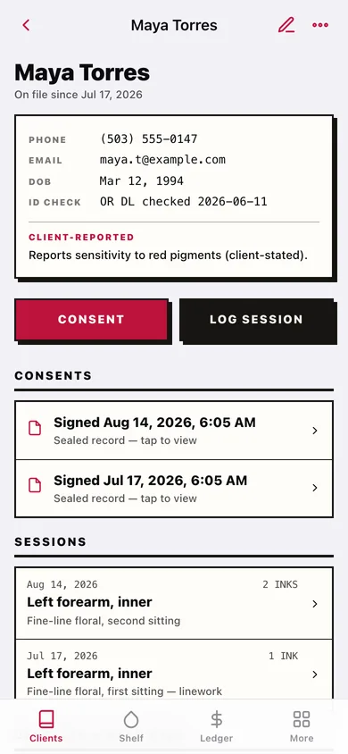 InkLot web app — screen 2