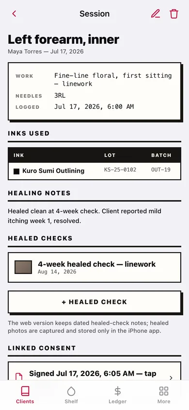 InkLot web app — screen 3