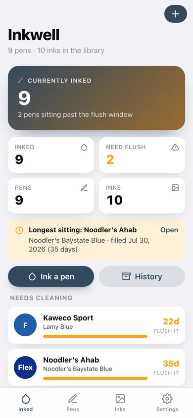 Inkwell web app — screen 1