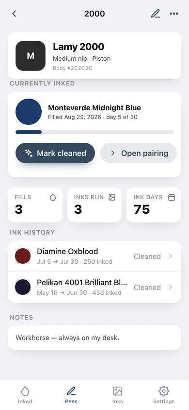 Inkwell web app — screen 2