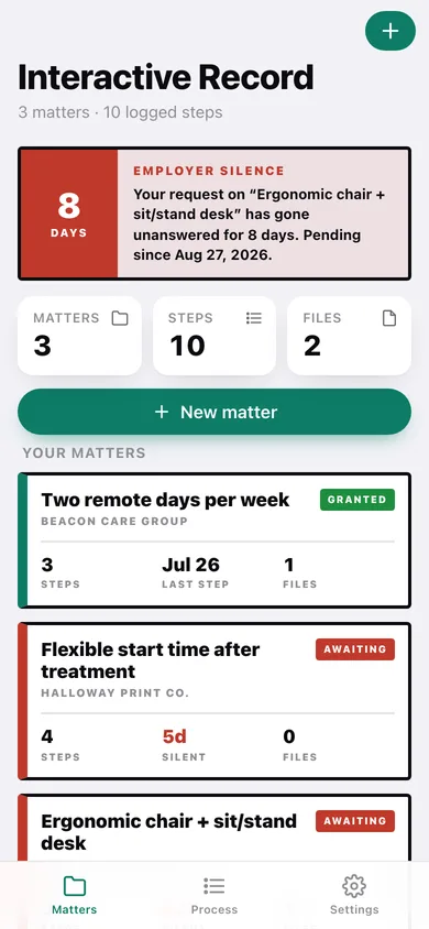Interactive Record web app — screen 1