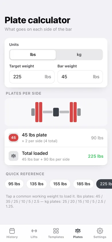 Ironlog web app — screen 3