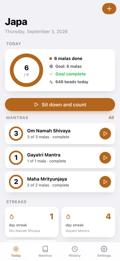 Japa web app — screen 1