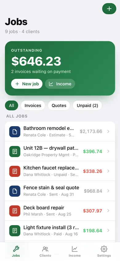Jobslate web app — screen 1