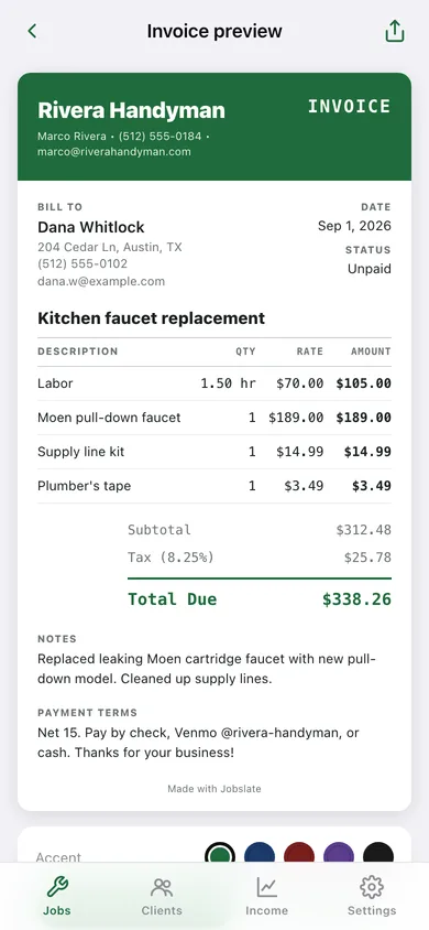 Jobslate web app — screen 2