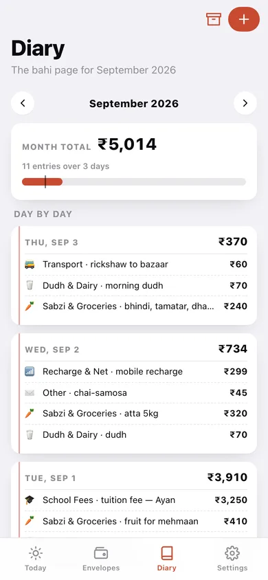 Ghar Kharcha web app — screen 3