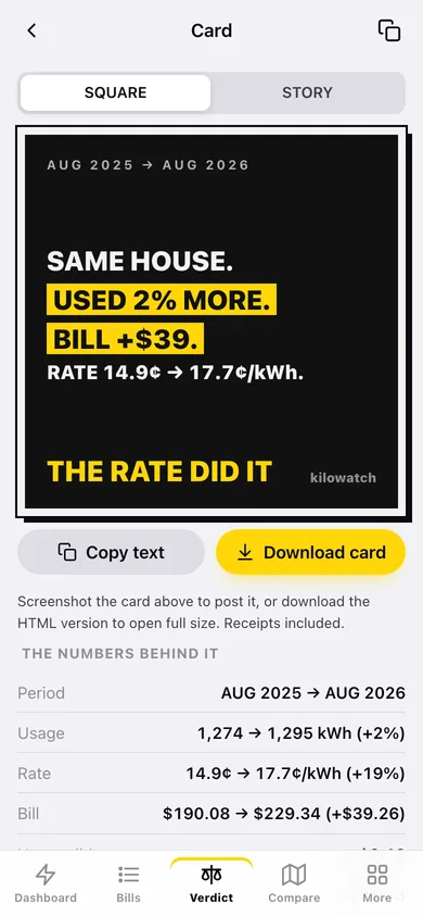 Kilowatch web app — screen 3