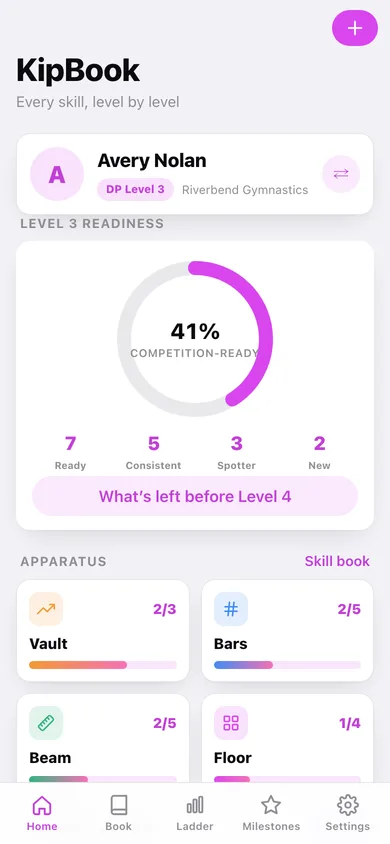 KipBook web app — screen 1