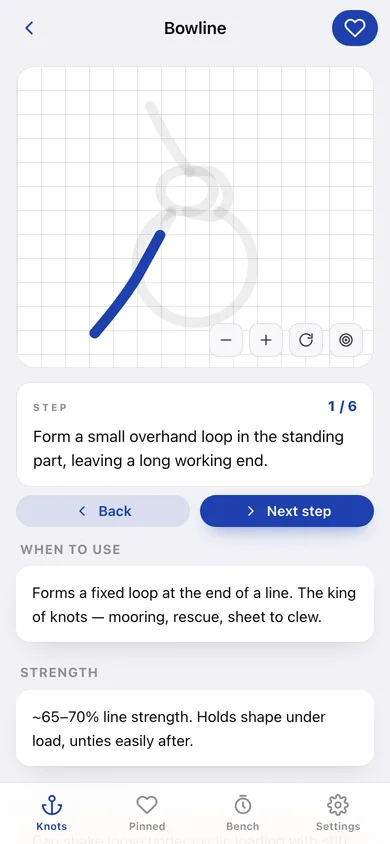 Knotbench web app — screen 2
