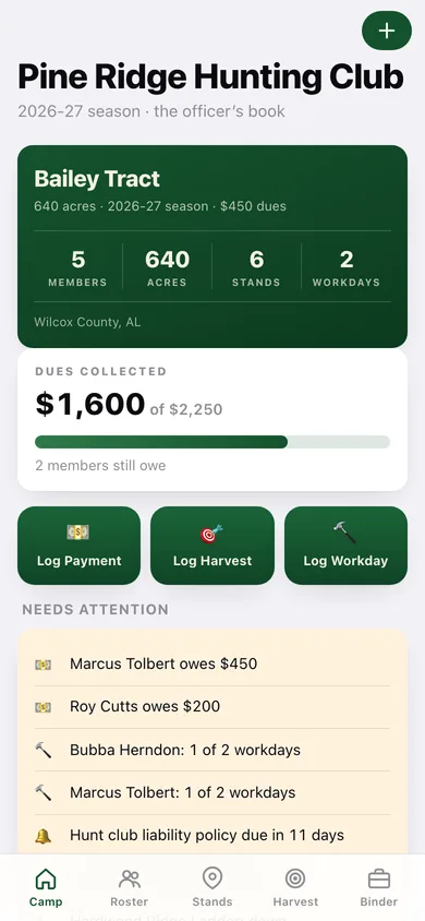 LeaseCamp web app — screen 1