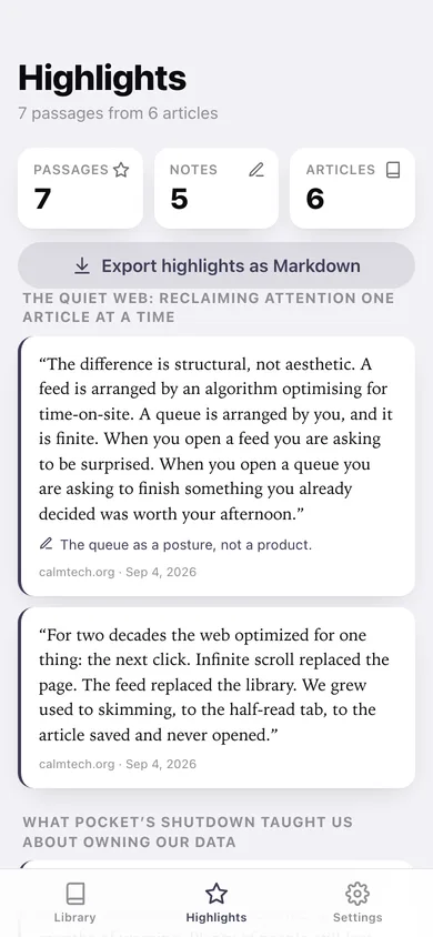 Linger web app — screen 3