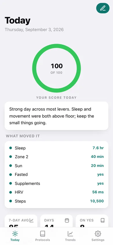Longlife web app — screen 1