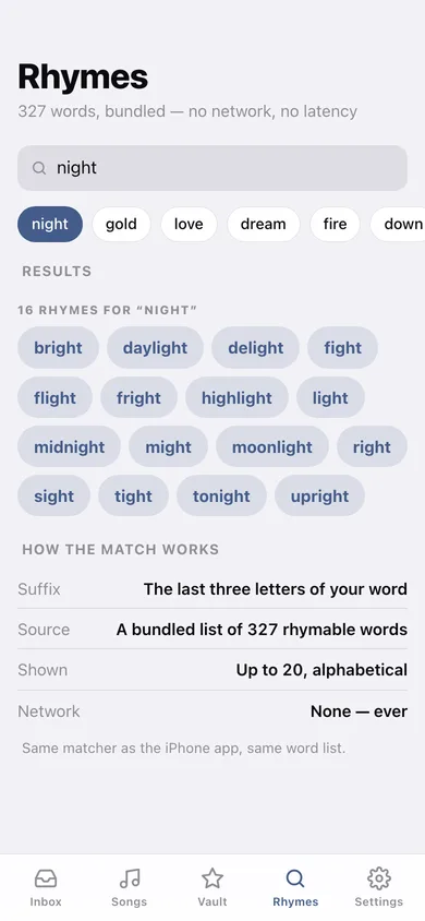 Lyricpad web app — screen 3